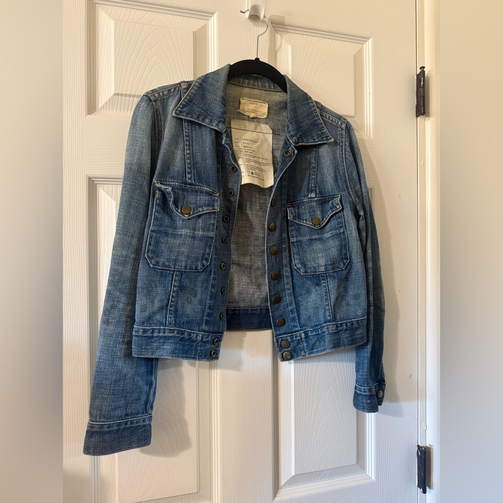 Current/Elliott Distressed Blue Denim Jacket